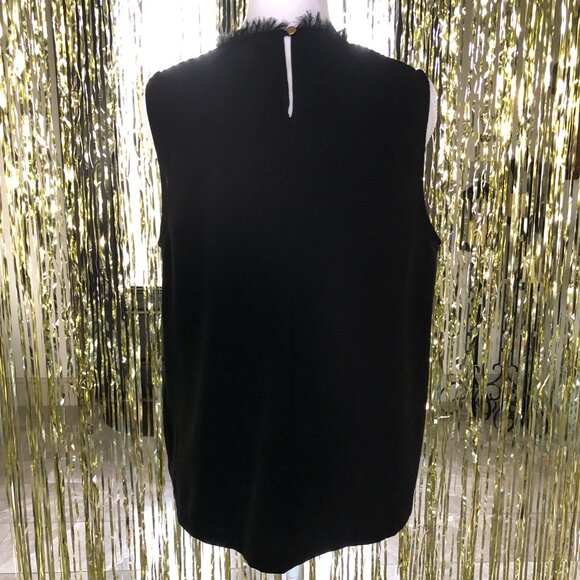 Black Sleeveless Polka Dot Sheer Mesh Yoke Top Forever 21 Size Medium Elegant - Picture 3 of 12